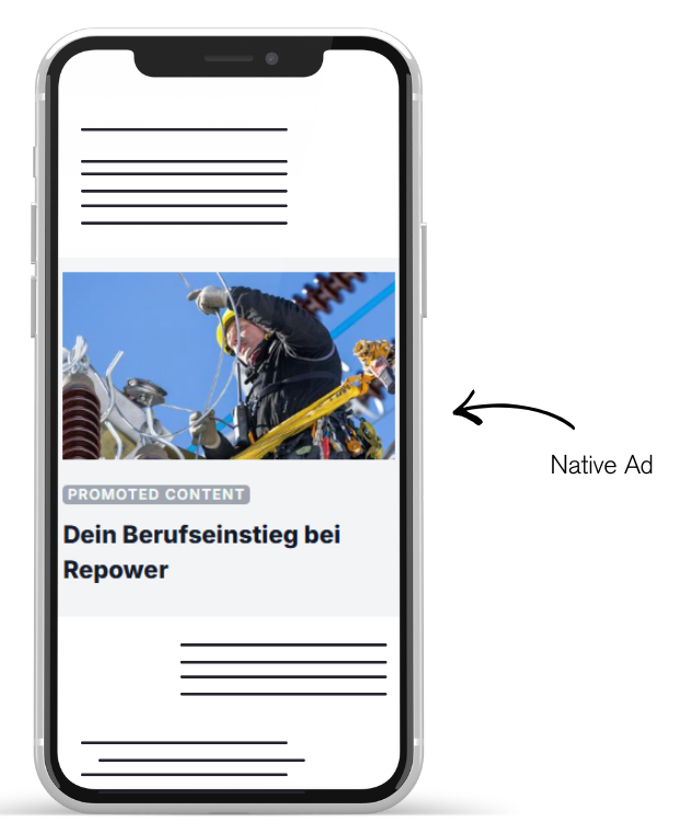 Native Ad Bild Text Anzeige